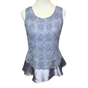 Cachet Lavender Crochet Overlay Blouse